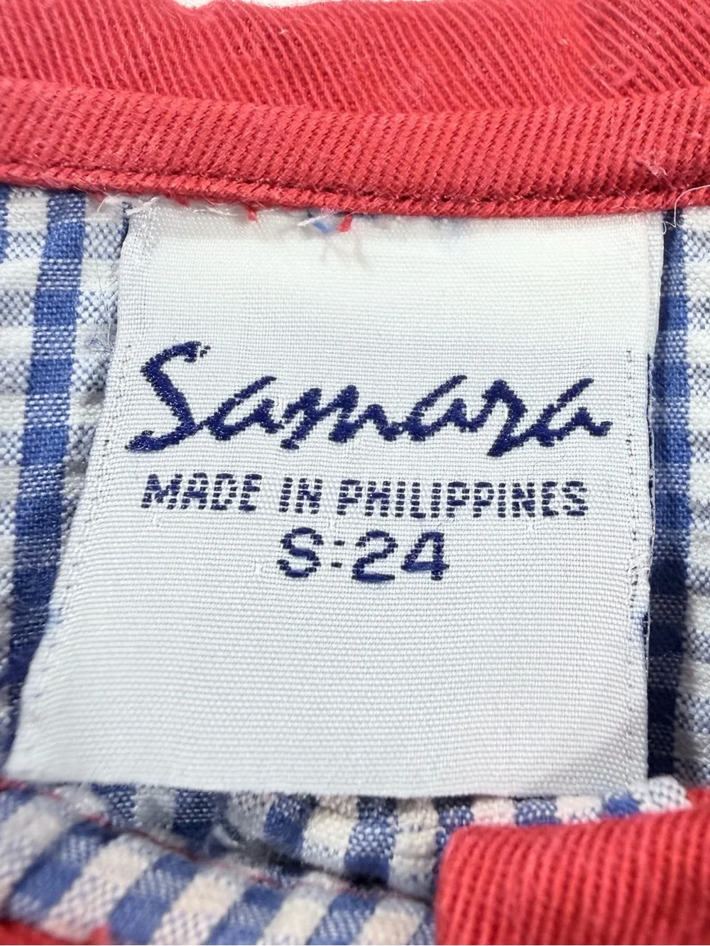 Vintage Samara Watermelon Collar Blue Gingham Dress 24M 90s